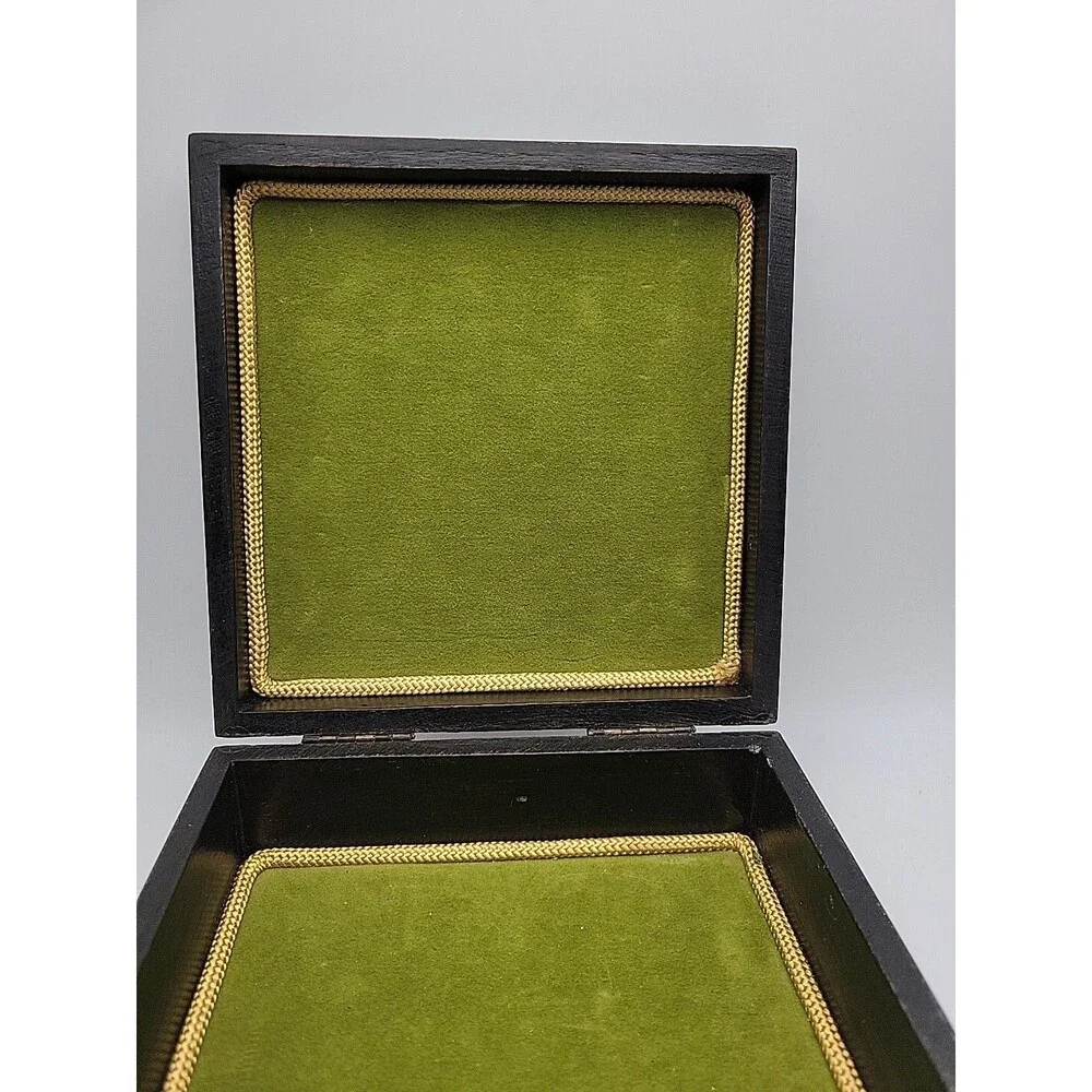 Vtg Hand Painted Wooden Hinged Jewelry Trinket Box ~ Abstract ~ Unique ~ Read
